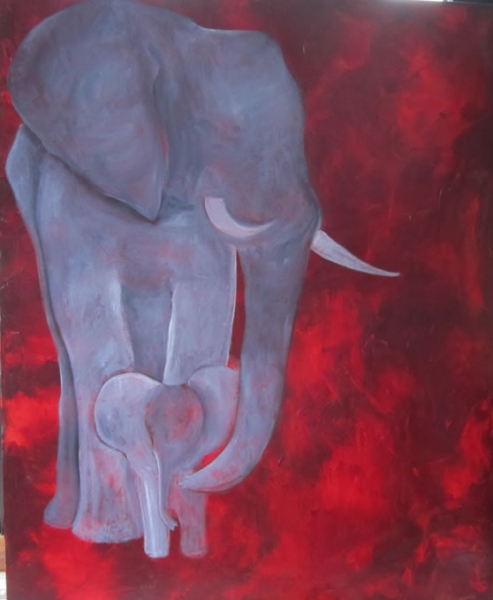 Elefant med barn