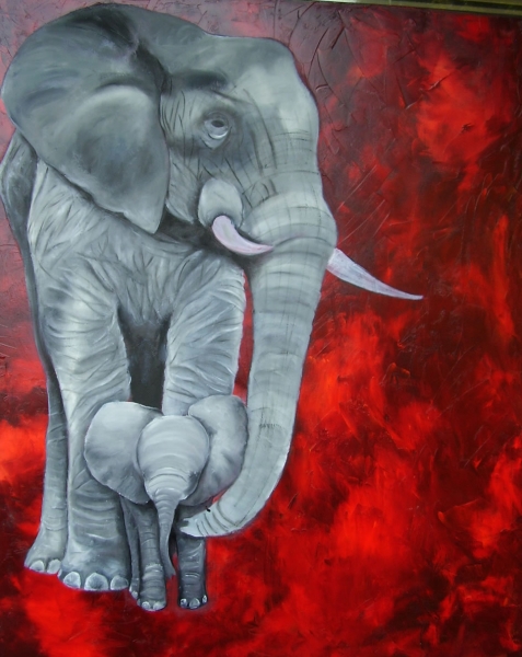 Elefant med barn